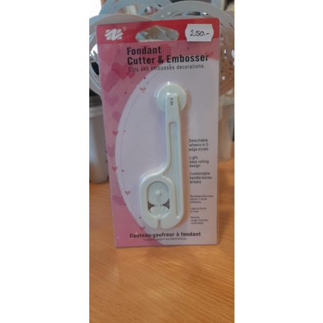 Műanyag kézi fontant/tészta vágó roller fehér