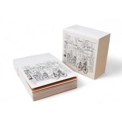 Süteményes doboz, párizsi utcakép mintás 22x22x11cm