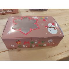 Süteményes doboz, hóember mintával 22x14x6,5cm