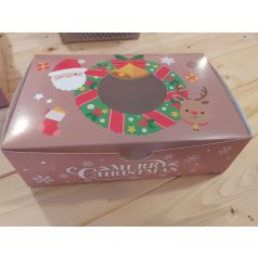   Süteményes doboz, karácsonyi koszorú mintával 22x14x6,5cm
