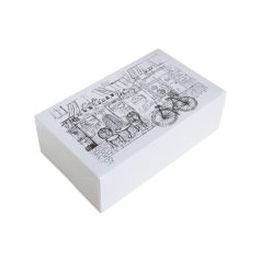 Süteményes doboz, párizsi utcakép mintás 25x15x8 cm