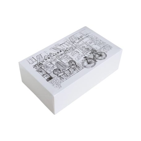 Süteményes doboz, párizsi utcakép mintás 25x15x8 cm