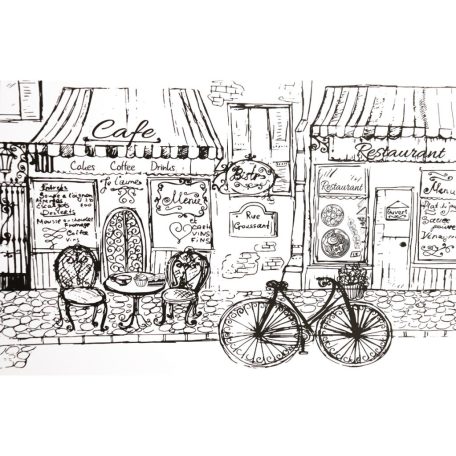 Süteményes doboz, párizsi utcakép mintás 25x15x8 cm