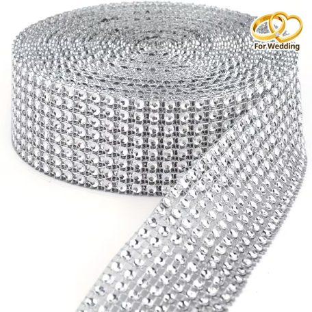 Ezüst strasszköves szalag 3 cm x 3 m