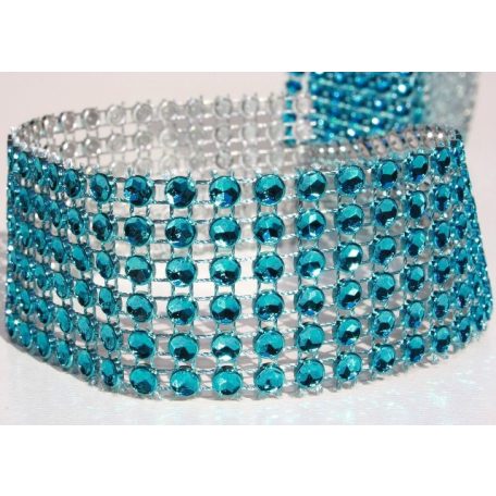 Türkizkék strasszköves szalag 3 cm x 3 m
