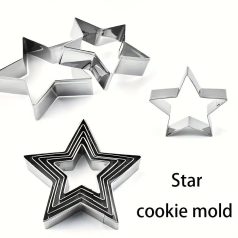 Fém sütemény, linzer kiszúró 5 db-os - csillag