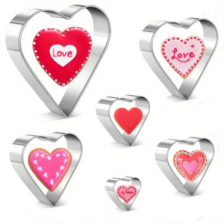 Fém sütemény, linzer kiszúró 5 db-os - szív