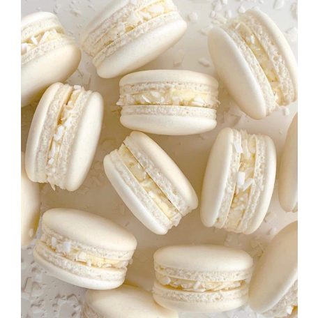 Fehér/natúr színű macaron héjak 6 db (3 pár)