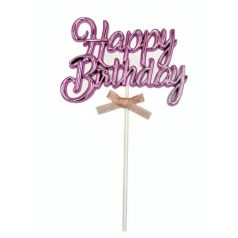 Happy Birthday beszúró pink - fényes