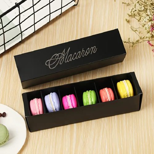 6 darabos macaron doboz fekete színben