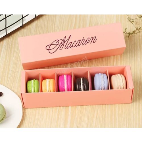 6 darabos macaron doboz rózsaszín színben