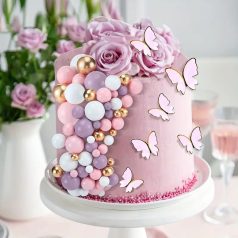 Rózsaszín-lila mix gömb torta dekoráció 20 db/cs