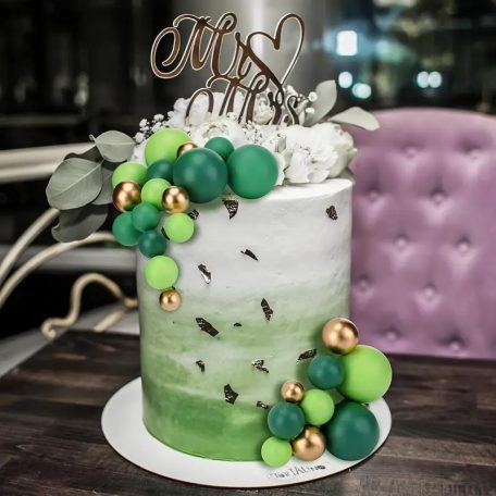 Zöld mix gömb torta dekoráció 20 db/cs