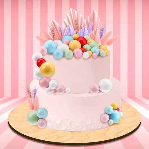 Vidám színes mix gömb torta dekoráció 20 db/cs