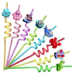 Szívószál tengeri állatok 4 db/cs műanyag