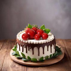 Piros gömb torta dekoráció 3 db/cs