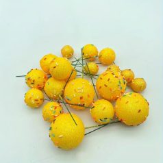   Csillogó sárga színű cukorka díszítésű gömb torta dekoráció 20 db/cs