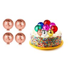   Rosegold színű disco gömb torta beszúró közepes 4 db/cs
