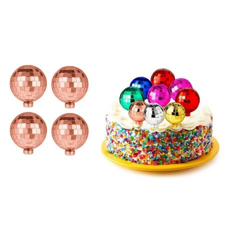 Rosegold színű disco gömb torta beszúró kicsi 4 db/cs 