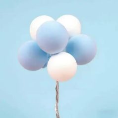 Gömb Tortadísz beszúró Kék, Fehér Drótszálas-1db