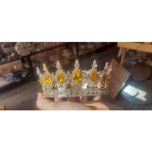 Torta tiara arany színű narancs és ezüst strasszkövekkel