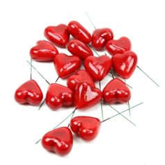 Piros szív alakú tortadísz szett 10 db