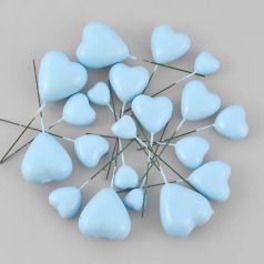 Világoskék szív alakú tortadísz szett 10 db