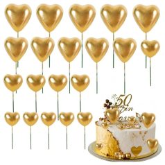 Arany szív alakú tortadísz szett 10 db