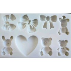 Szilikon mintázó maci, masni, szív