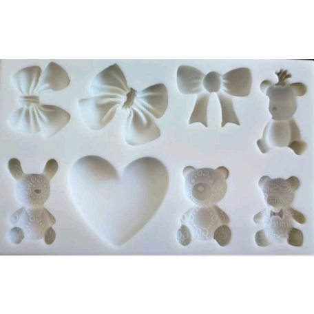 Szilikon mintázó maci, masni, szív