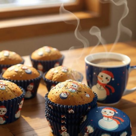 Kék hóemberes muffin papír 75 db