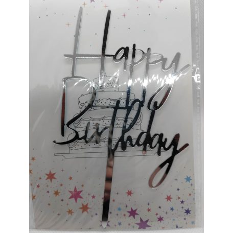 Tortadekoráció ezüst akril