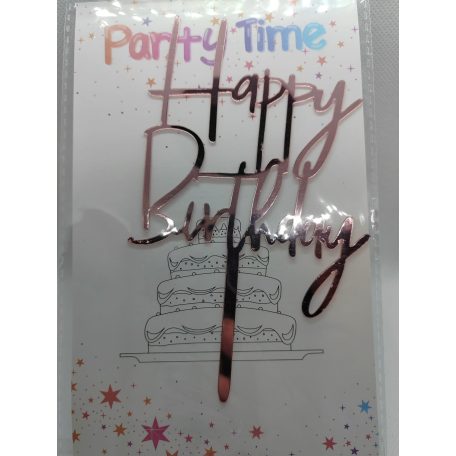 Tortadekoráció rosegold akril