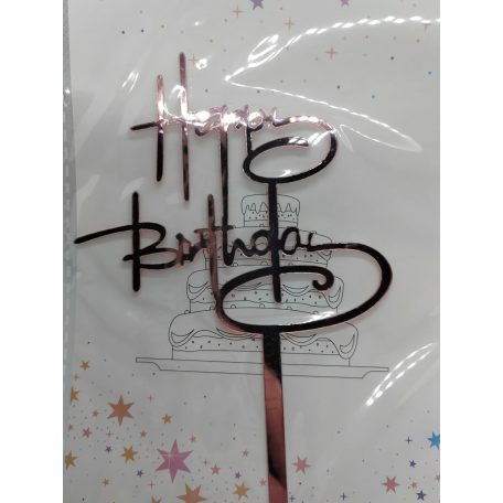 Tortadekoráció rosegold akril