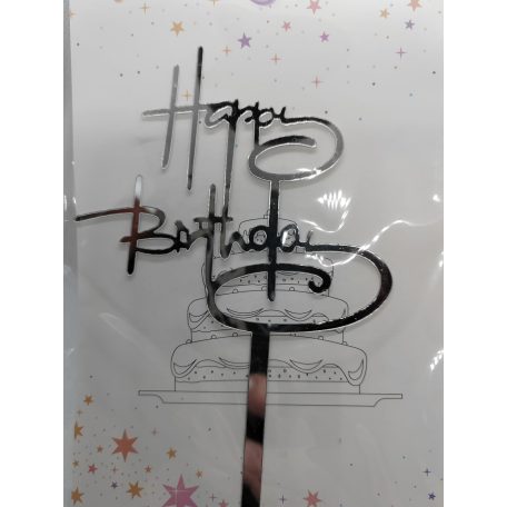 Tortadekoráció ezüst akril