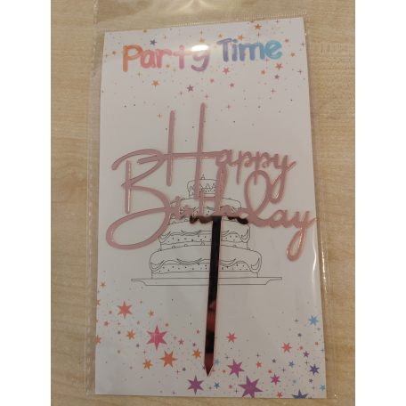 Tortadekoráció akril rosegold