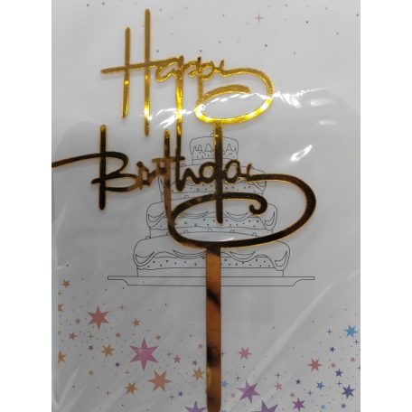 Tortadekoráció arany akril