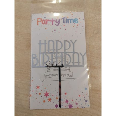 Tortadekoráció akril ezüst