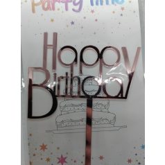 Tortadekoráció rosegold akril