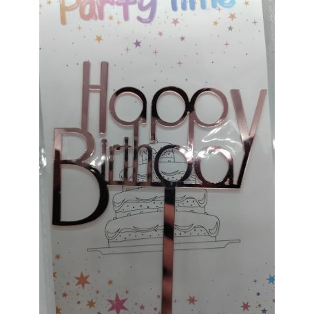 Tortadekoráció rosegold akril