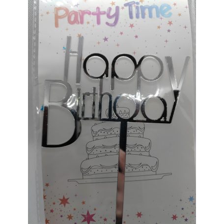 Tortadekoráció ezüst akril