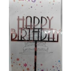 Tortadekoráció rosegold akril