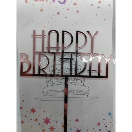 Tortadekoráció rosegold akril