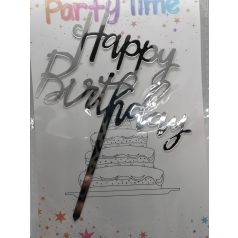 Tortadekoráció ezüst akril