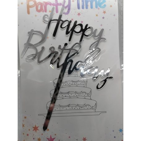 Tortadekoráció ezüst akril