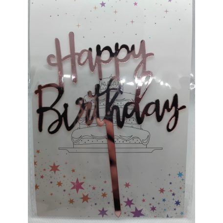 Tortadekoráció akril rosegold