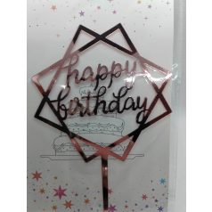 Tortadekoráció rosegold akril