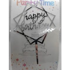 Tortadekoráció ezüst akril