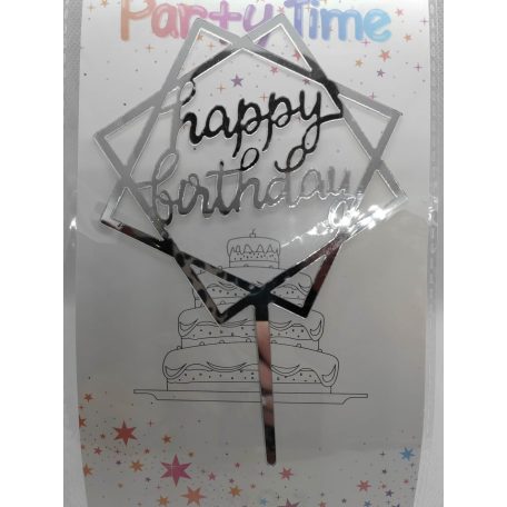 Tortadekoráció ezüst akril