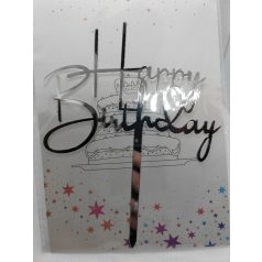 Tortadekoráció akril ezüst 1